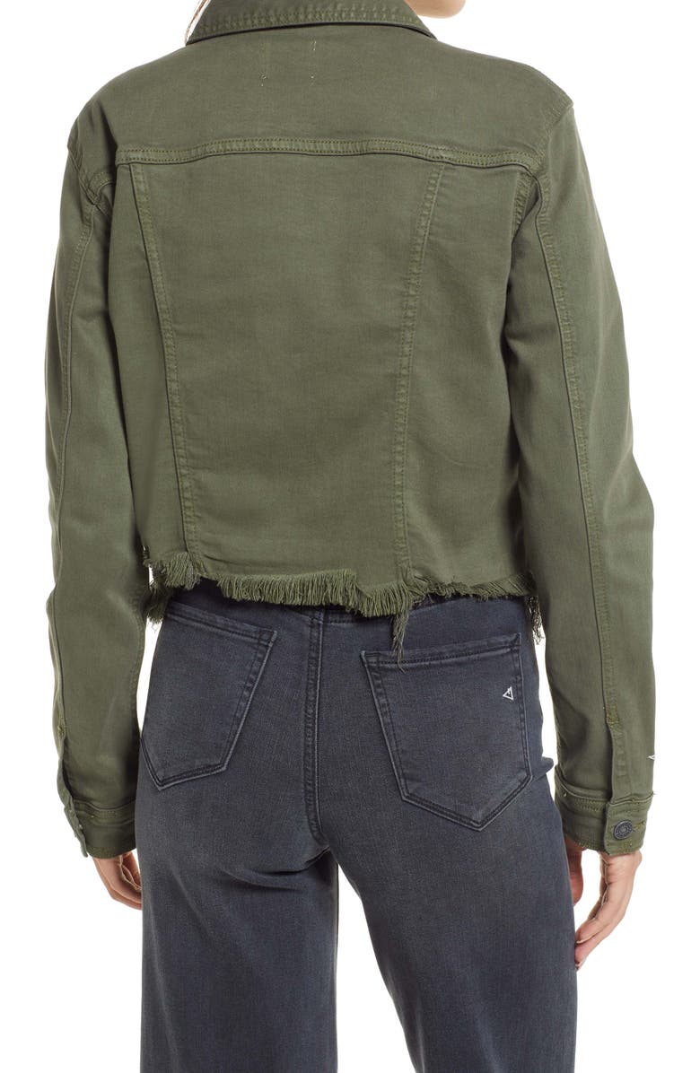 HIDDEN JEANS Frayed Hem Denim Jacket, Alternate, color, Olive