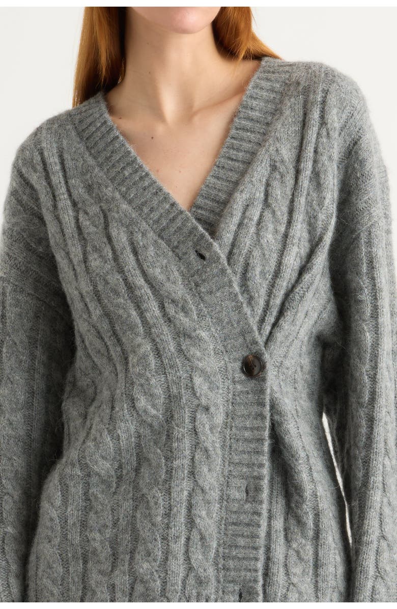 Modern Citizen Hikari Asymmetric Cable Knit Cardigan, Alternate, color, Heather Charcoal