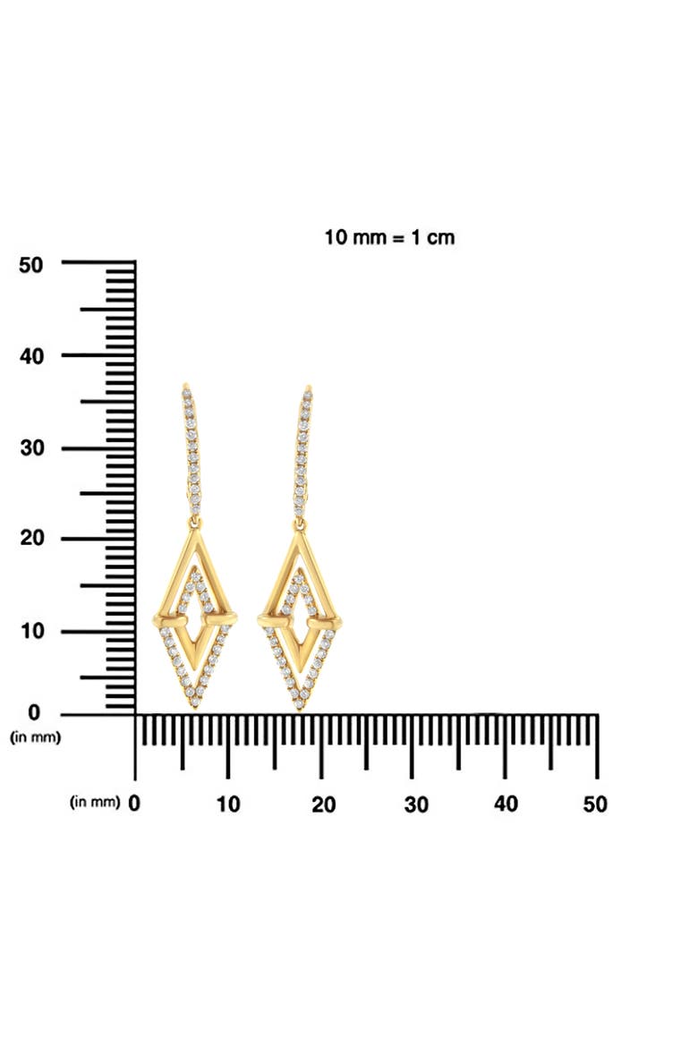 14K Yellow Gold 3/8 Ct Double Triangle Drop and Dangle Diamond Earrings, Alternate, color, Yellow