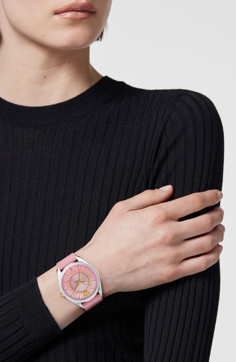 Versace New V-Circle Fabric Strap Watch, 36mm, Alternate, color,