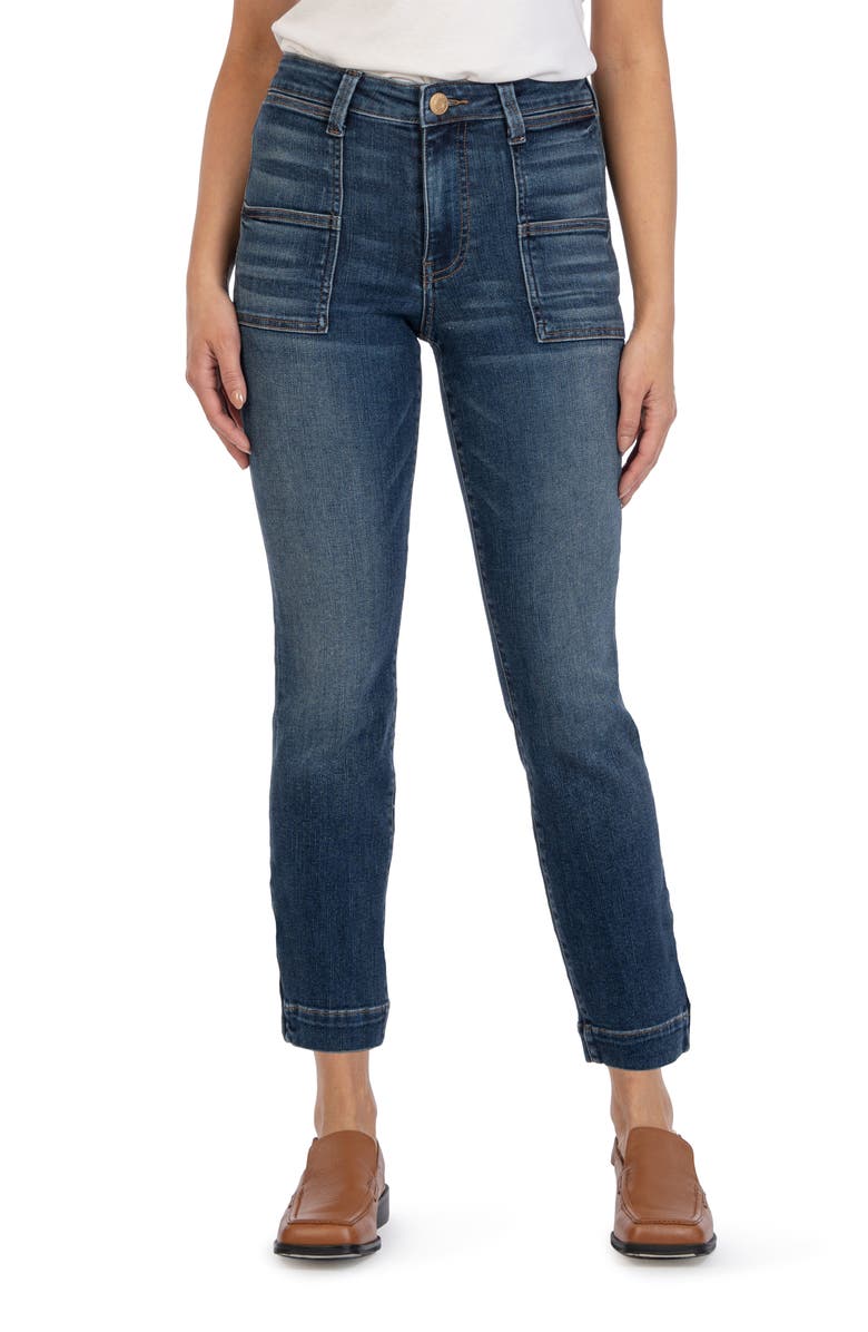 KUT from the Kloth Reese High Waist Ankle Slim Straight Leg Jeans, Main, color, 