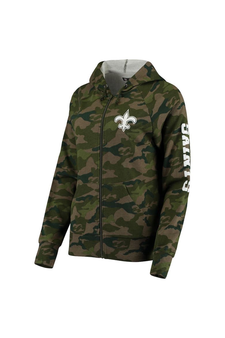 Women's New Era Camo New Orleans Saints Raglan Full-Zip Hoodie, Alternate, color, Camo