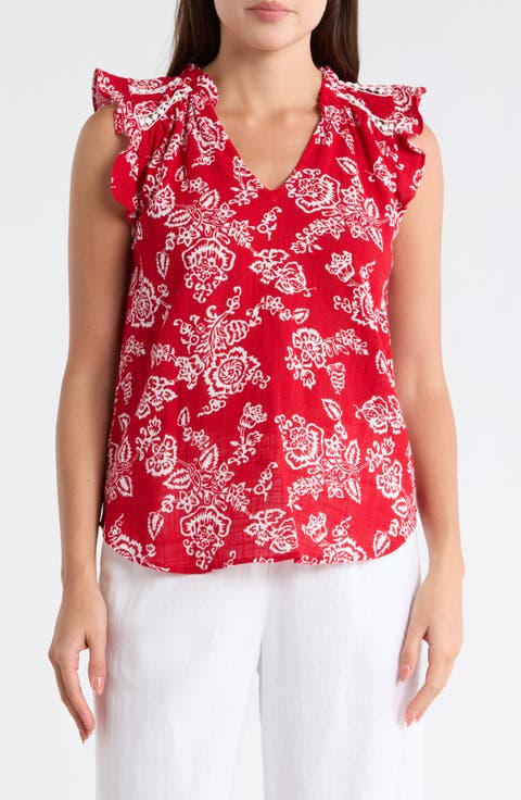 Ruffle Sleeveless Cotton Top
