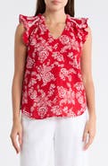 Bobeau Ruffle Sleeveless Cotton Top