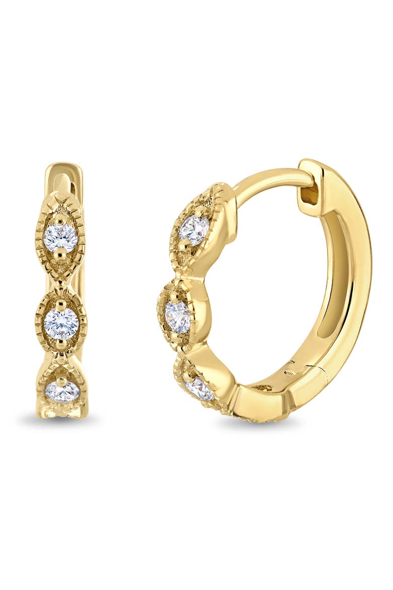 18K Gold Mykonos Diamond Hoop Earrings, 10mm (Online Trunk Show), Main, color, 18K YELLOW GOLD/ DIAMOND