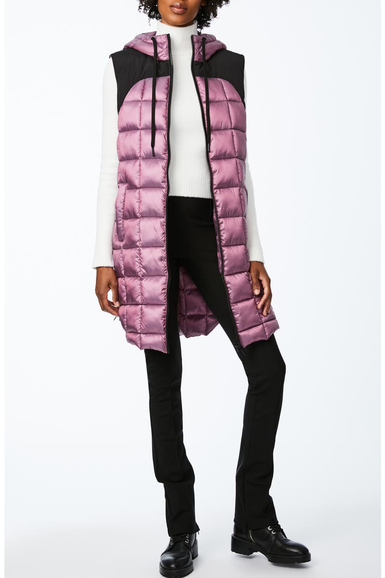 Box Quilt Long Hooded Vest, Alternate, color, MAUVE ORCHID