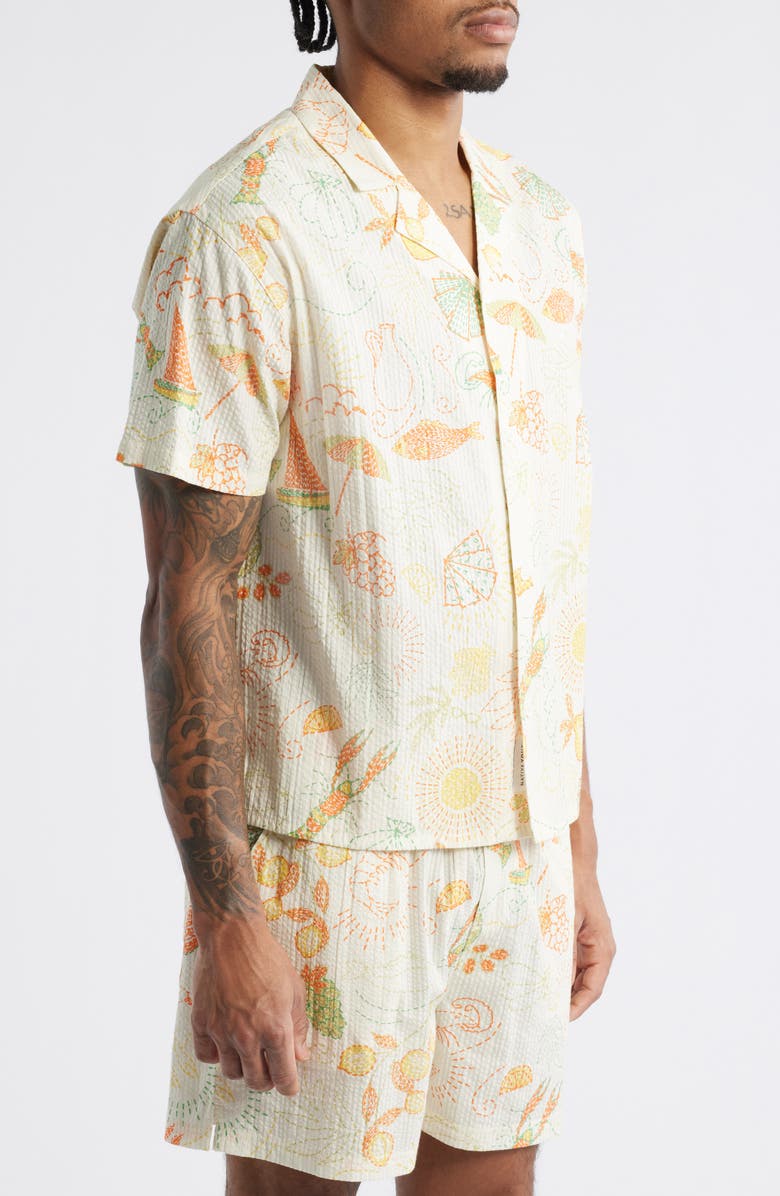 Native Youth Solstitchery Print Boxy Fit Camp Shirt, Alternate, color, 