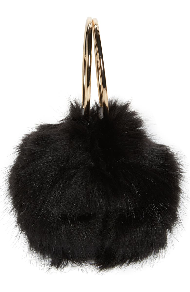 BP. Ring Handle Faux Fur Clutch, Alternate, color,