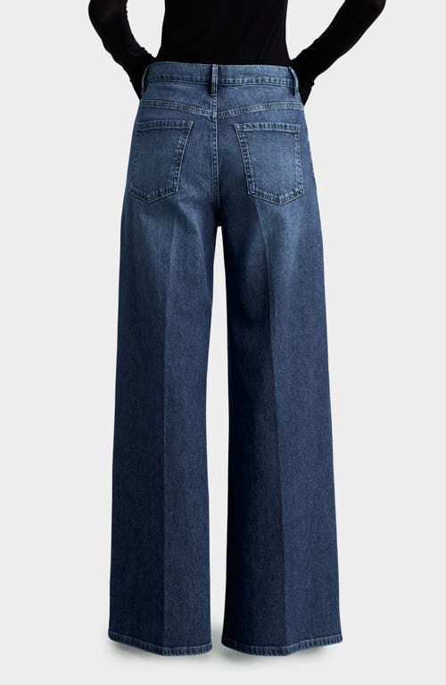 Shop Mango High Waist Wide Leg Jeans In Dark Blue
