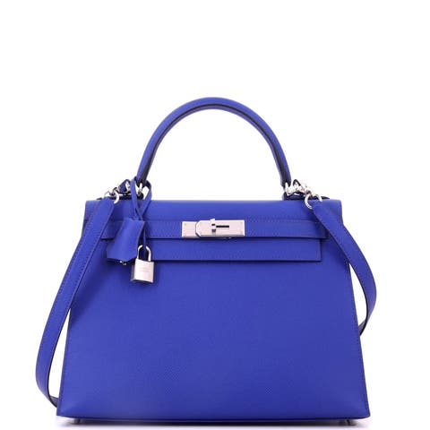 Kelly Handbag Blue Epsom with Palladium Hardware 28