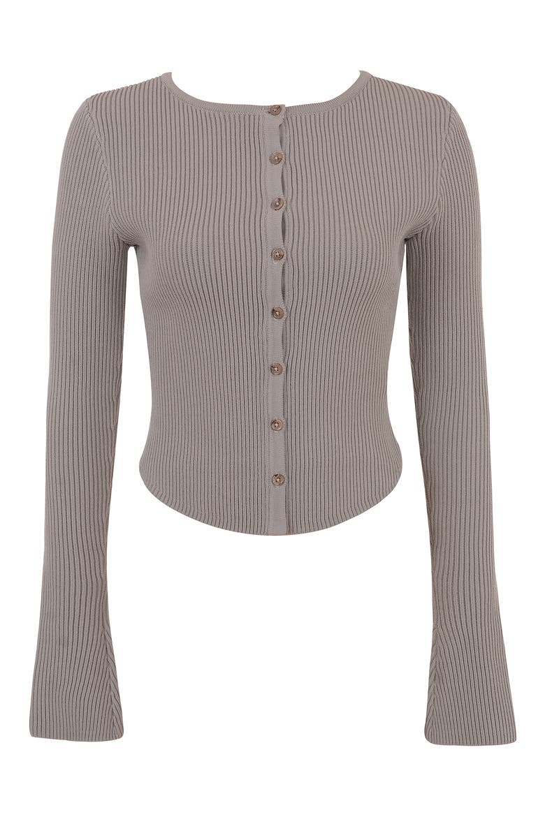 Sylvia Ribbed Cardigan, Alternate, color, TAUPE