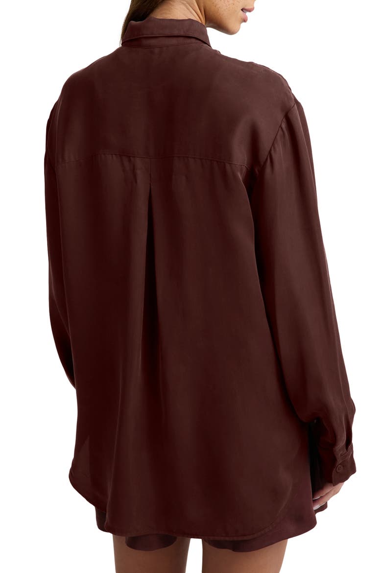 Sunkissed Cupro Button Down Shirt, Alternate, color, ICED MOCHA
