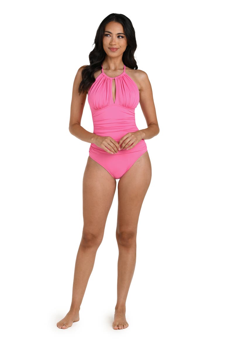 Island Goddess Convertible High Neck One-Piece Swimsuit, Alternate, color, ROSE PINK