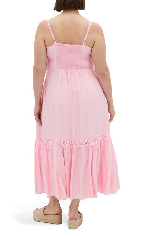 City Chic Brielle Lace Trim Maxi Sundress In Pink