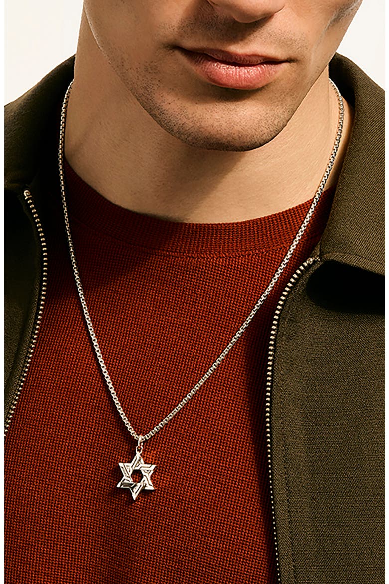Icon 50 Star of David Pendant Necklace, Alternate, color, SILVER