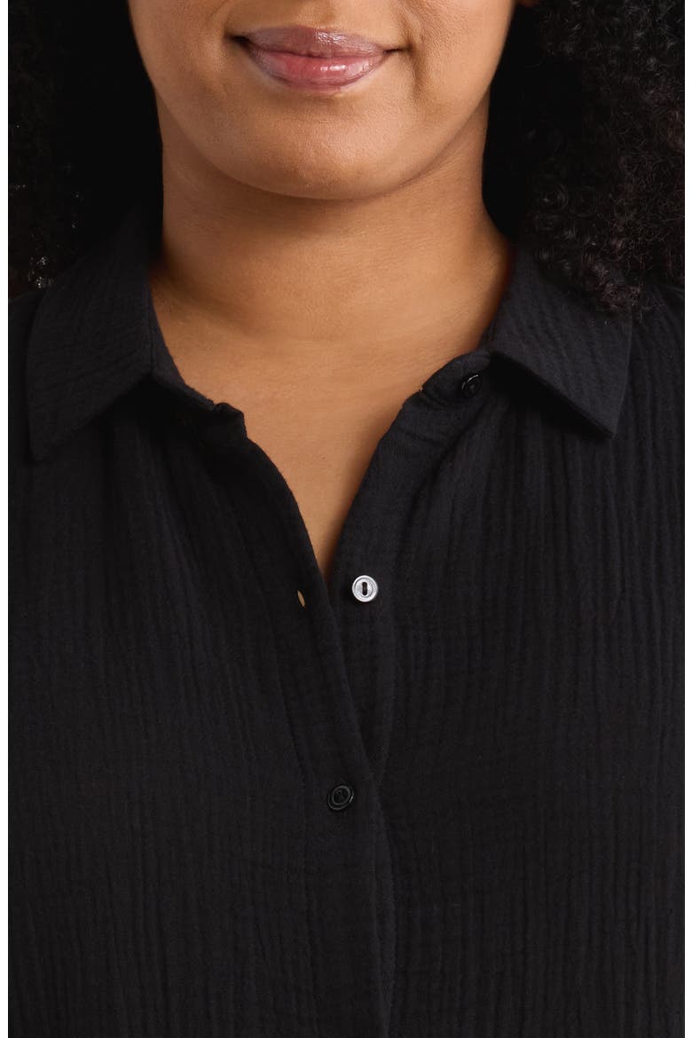 Classic Collar Organic Cotton Midi Shirtdress, Alternate, color, BLACK