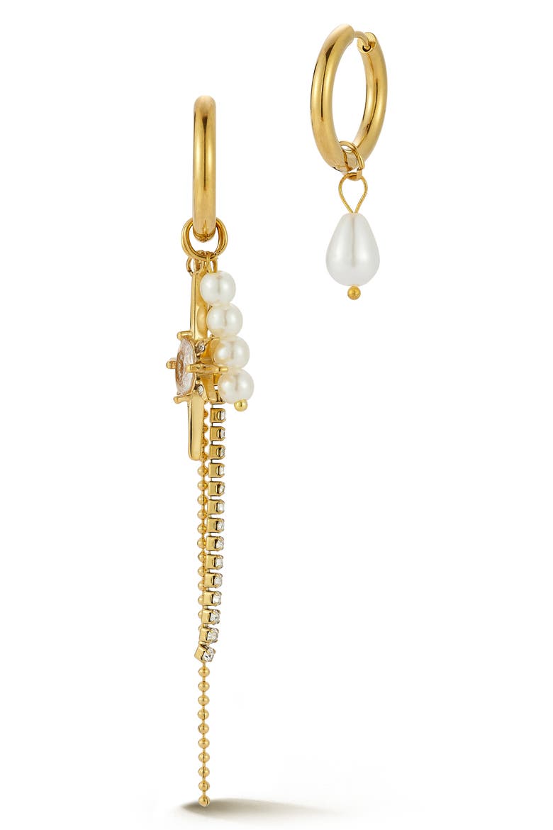 Mismatched Imitation Pearl Drop Earrings, Main, color, GOLD