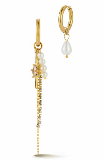 Mismatched Imitation Pearl Drop Earrings