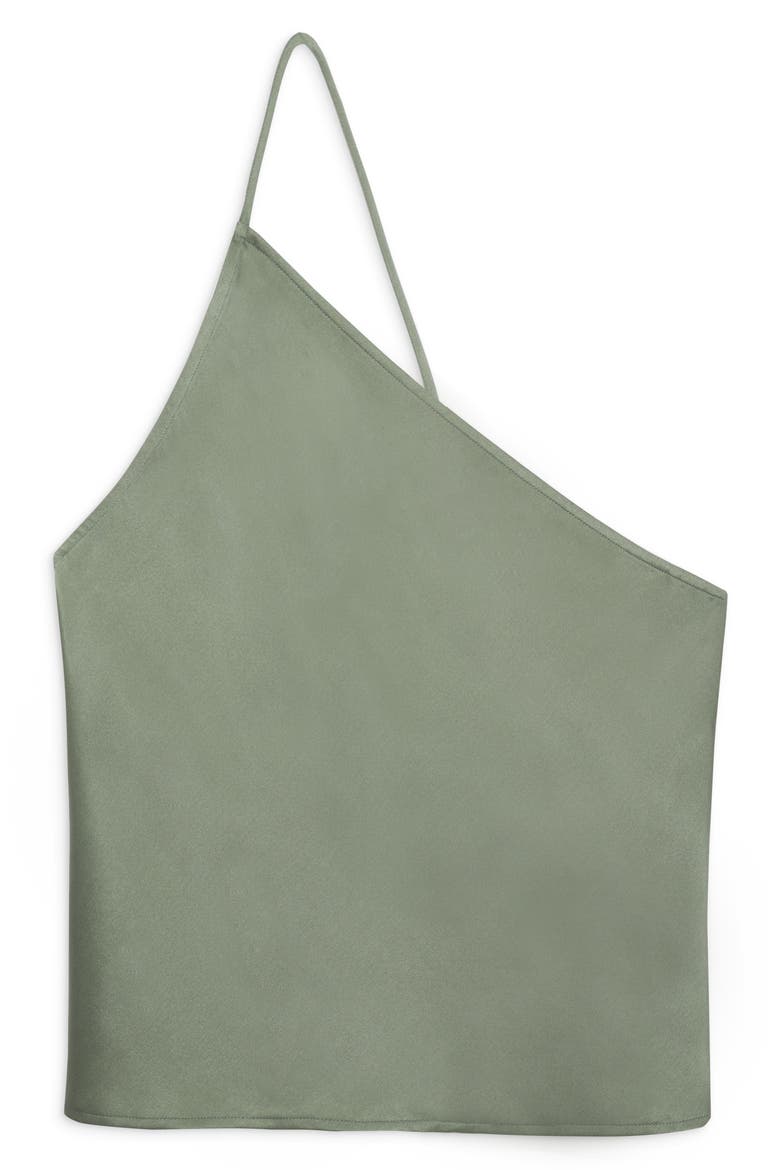 Mandy One-Shoulder Silk Top, Alternate, color, ARTICHOKE