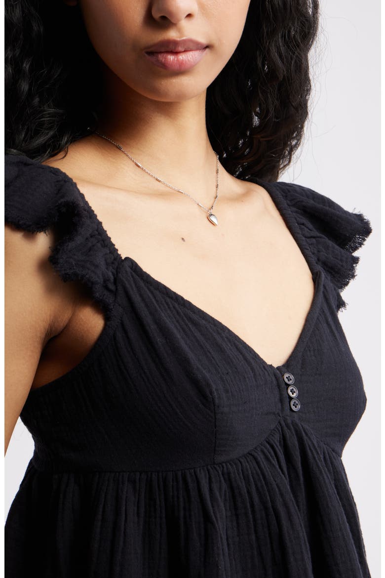 Cotton Gauze Babydoll Top, Alternate, color, BLACK