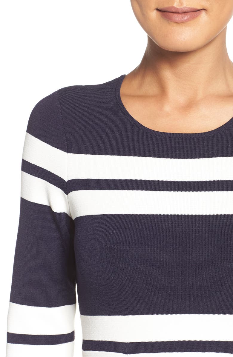 Eliza J Stripe Stretch Knit Fit & Flare Dress, Alternate, color,