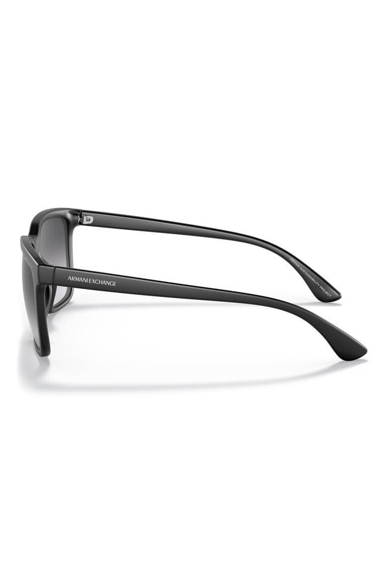 55mm Gradient Rectangular Sunglasses, Alternate, color, MATTE BLACK / GRADIENT GREY