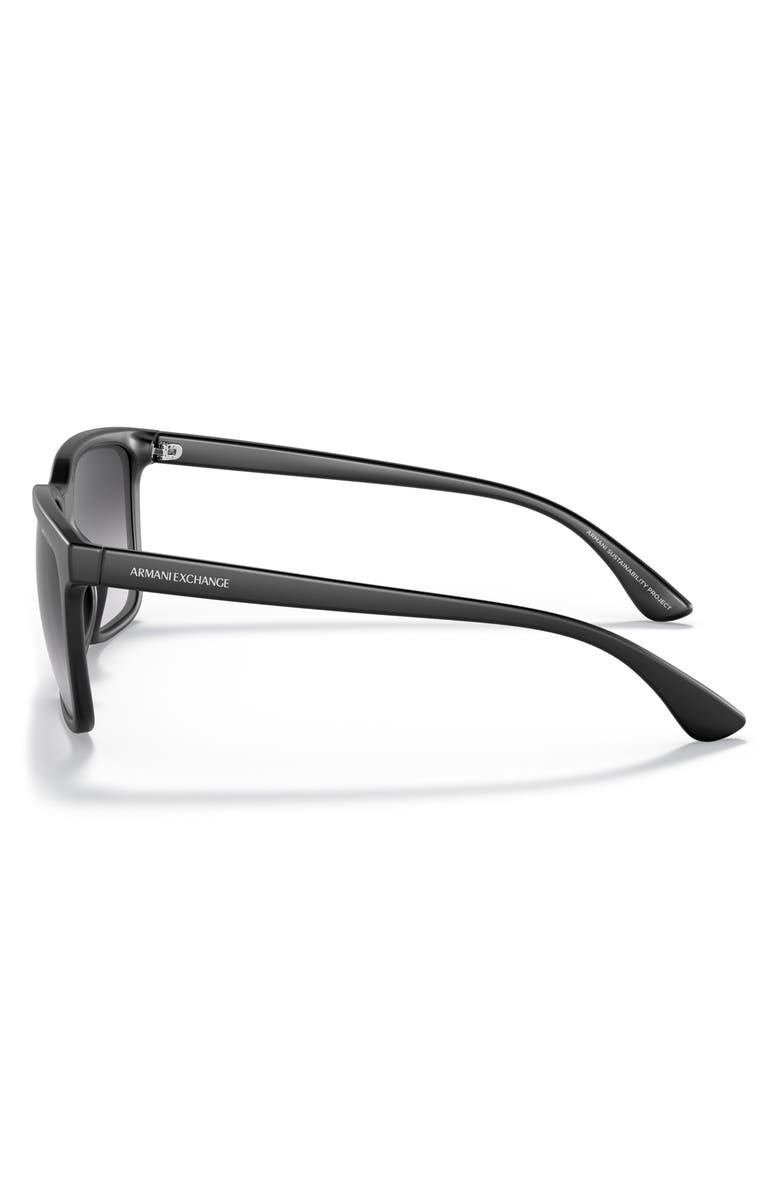 Armani Exchange 55mm Gradient Rectangular Sunglasses, Alternate, color, Matte Black / Gradient Grey