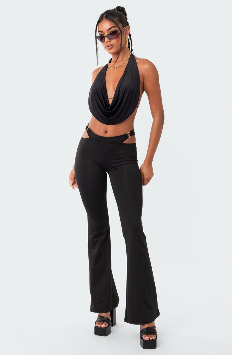 EDIKTED Monique Open Back Crop Top, Alternate, color, Black
