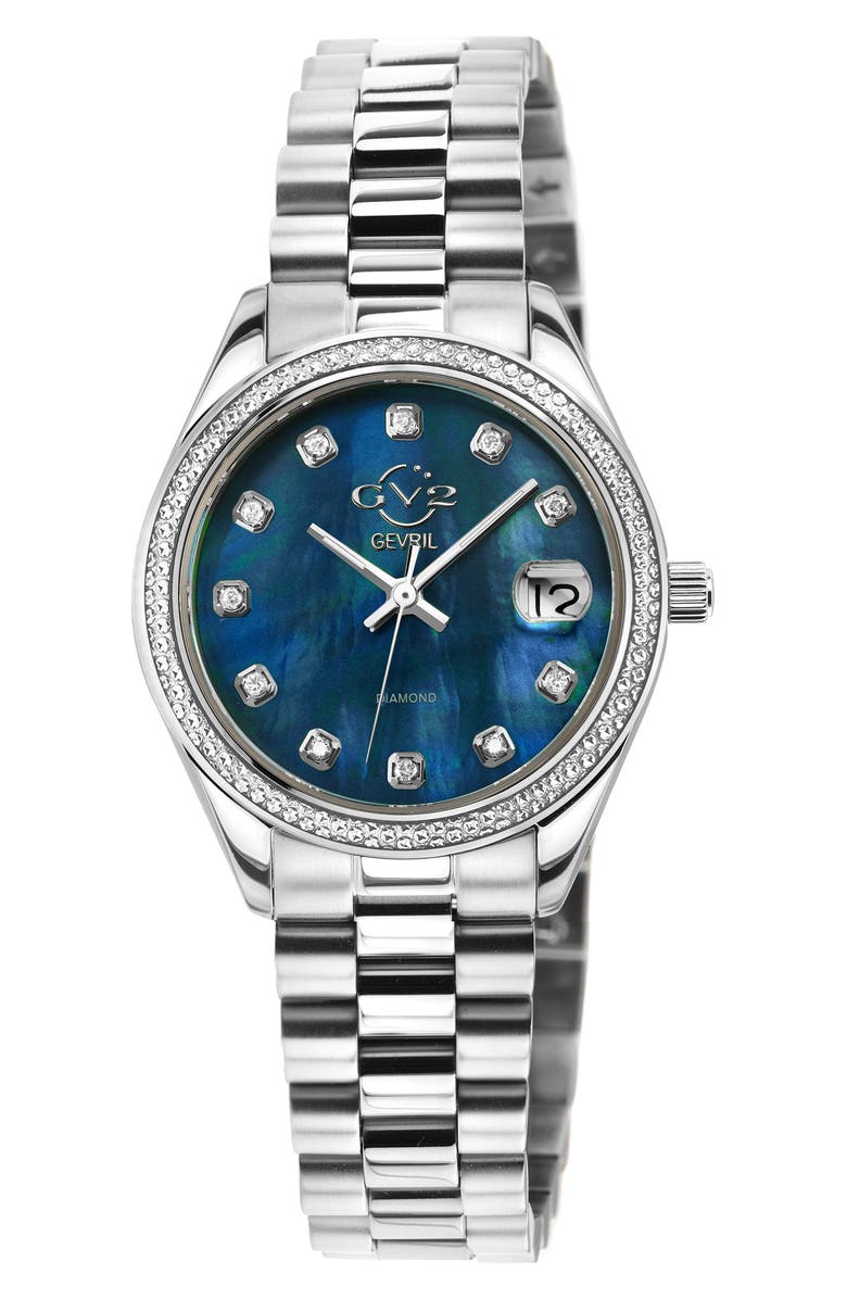 GV2 GEVRIL Women's Turin Swiss Diamond Stainless Steel Watch, 32mm - 0.15 ctw, Main, color, 