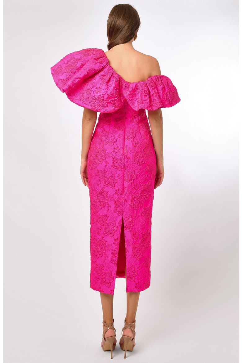 Soliel Dramatic Shoulder Column Midi, Alternate, color, FUCHSIA