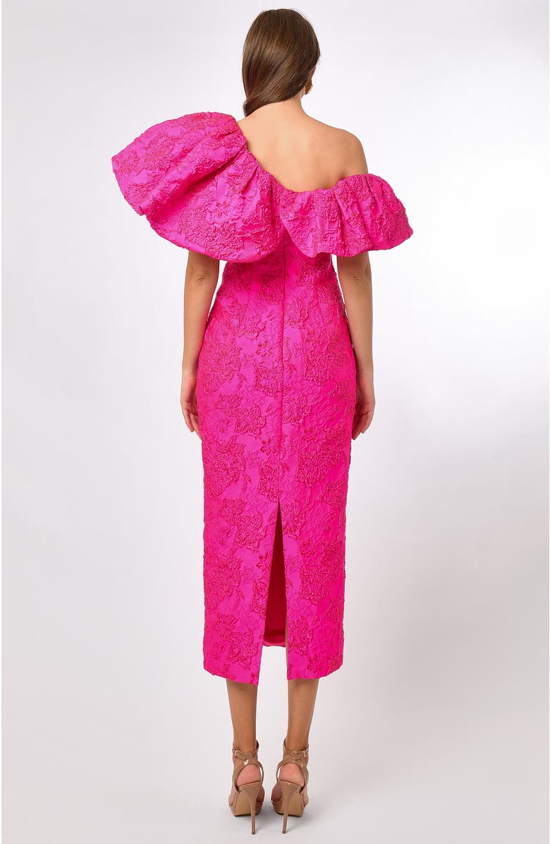 Bariano Soliel Dramatic Shoulder Column Midi, Alternate, color, Fuchsia