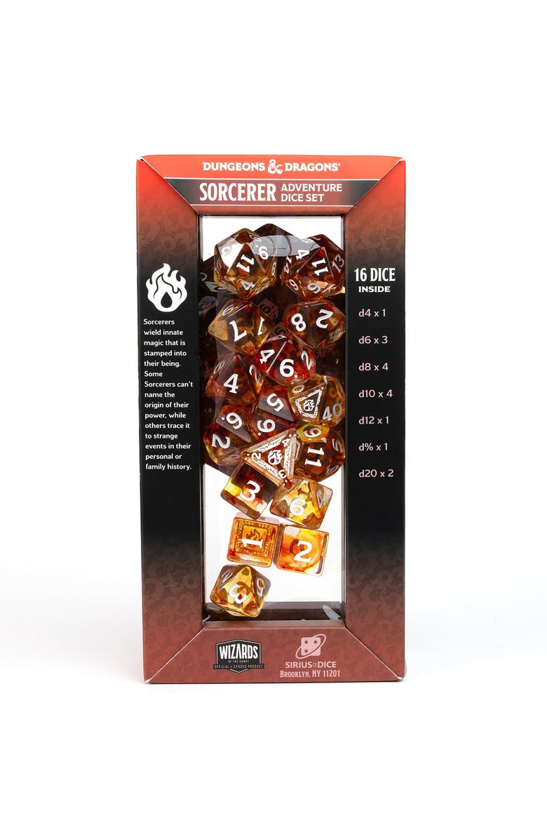 Dungeons & Dragons D&D Adventure Dice Sorcerer Orange, 16Pc Rpg Set, Alternate, color, 