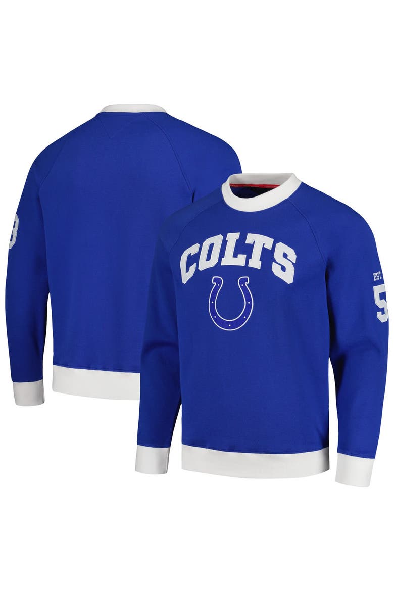 Men's Tommy Hilfiger Royal Indianapolis Colts Reese Raglan Tri-Blend Pullover Sweatshirt, Main, color, Royal