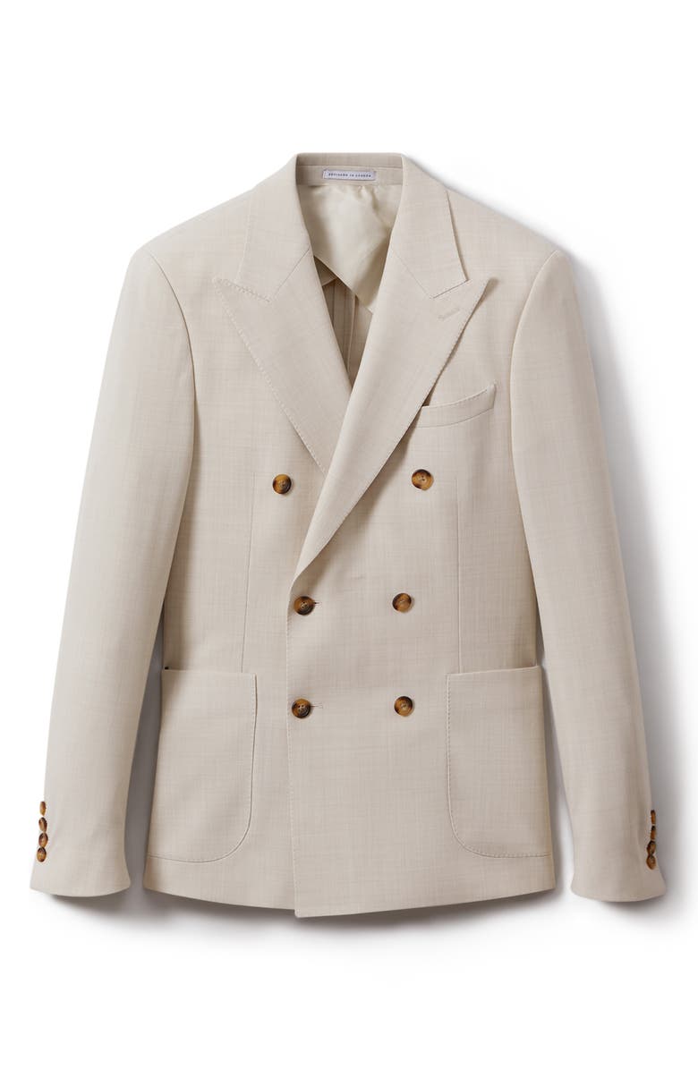 Reiss Belmont Double Breasted Tan Stretch Suit Jacket, Alternate, color, Stone