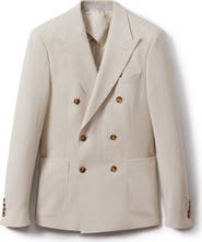 Reiss Belmont Double Breasted Tan Stretch Suit Jacket