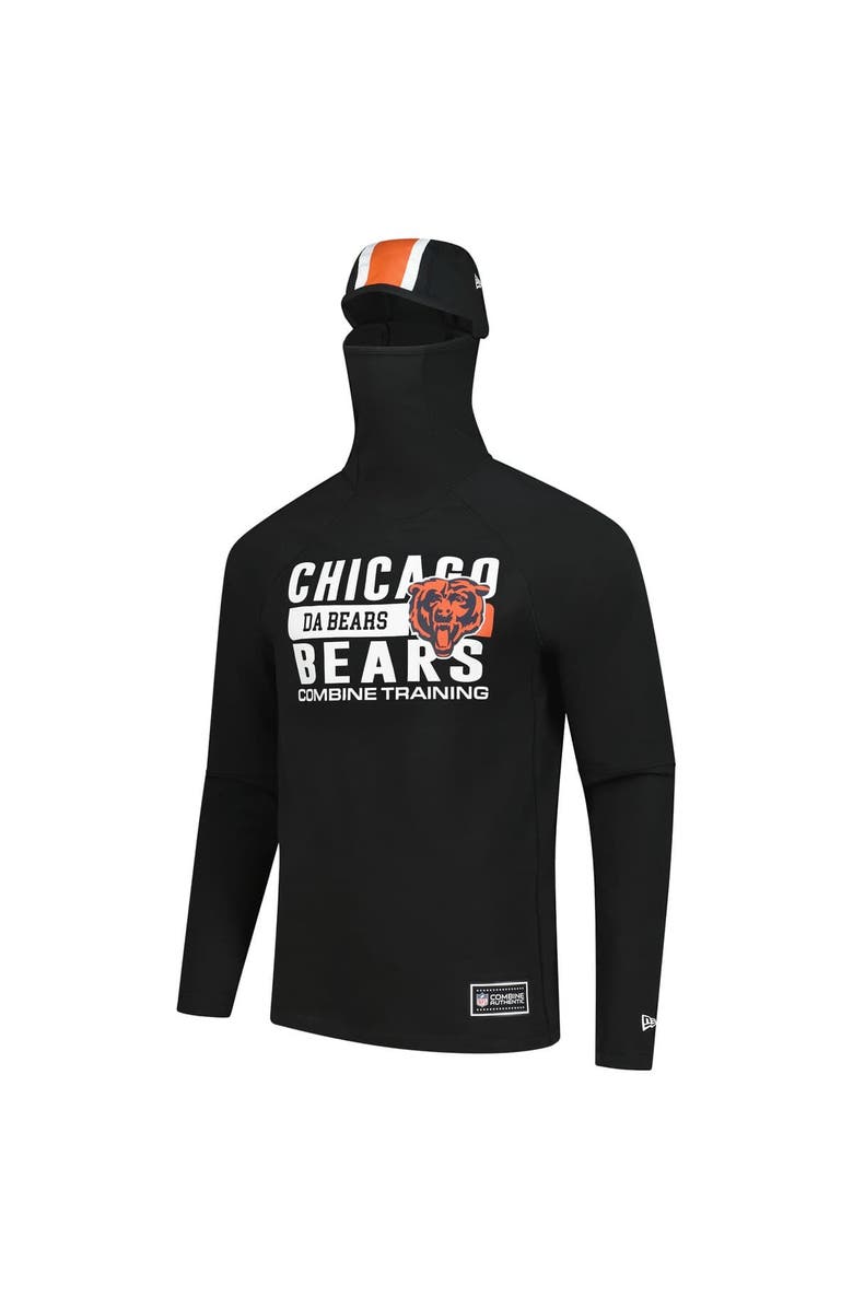 New Era Men's New Era Black Chicago Bears Functional Fandom Balaclava Helmet Stripe Tri-Blend Hoodie, Alternate, color, Black