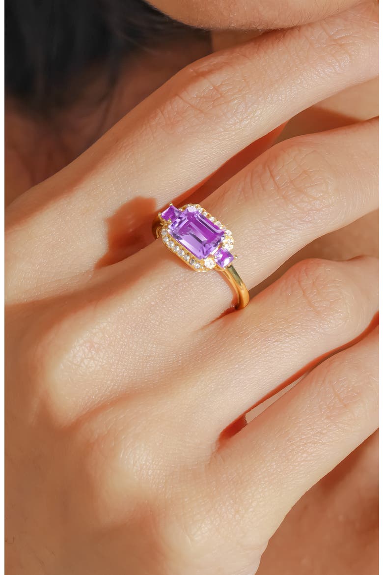 Halo Frame Multi Gemstone Ring, Alternate, color, PURPLE