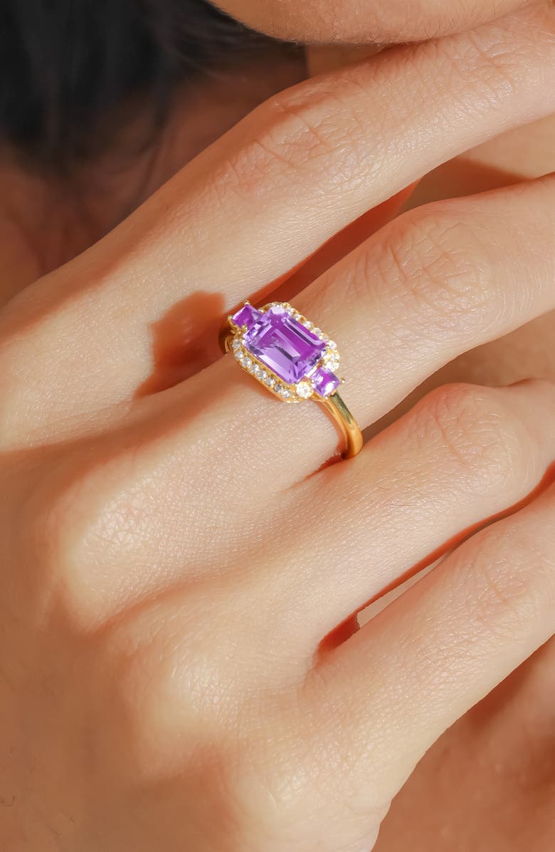 YS GEMS Halo Frame Multi Gemstone Ring, Alternate, color, Purple