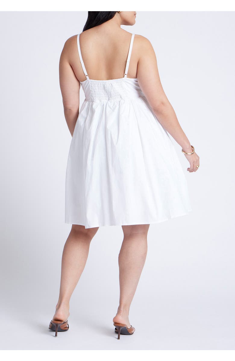 ELOQUII Tie Bodice Flare Mini Dress, Alternate, color, Bright White