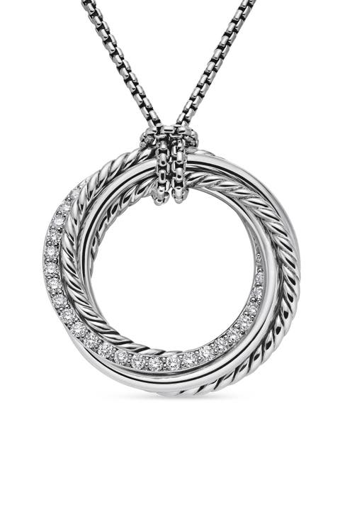 Sterling Silver & Diamond Crossover Pendant Necklace