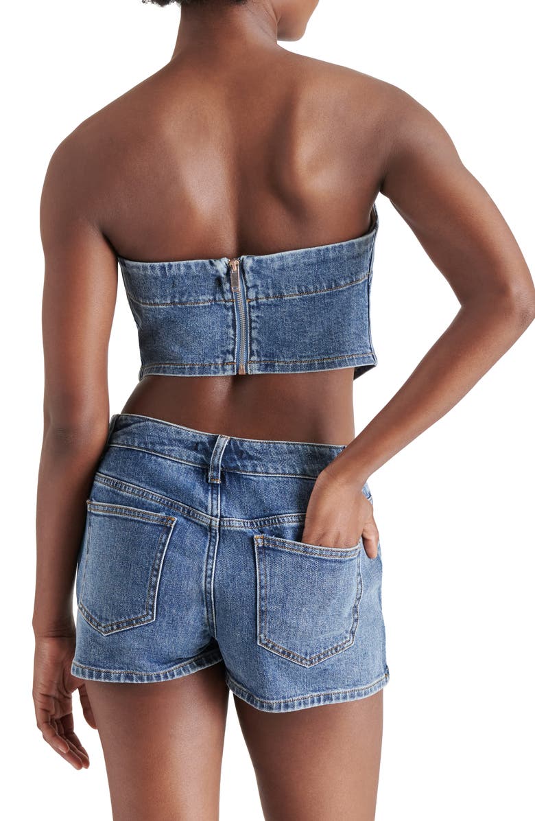 Steve Madden Suri Strapless Denim Crop Top, Alternate, color,