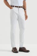 Brunello Cucinelli Garment-dyed comfort lightweight denim traditional fit five-pocket trousers