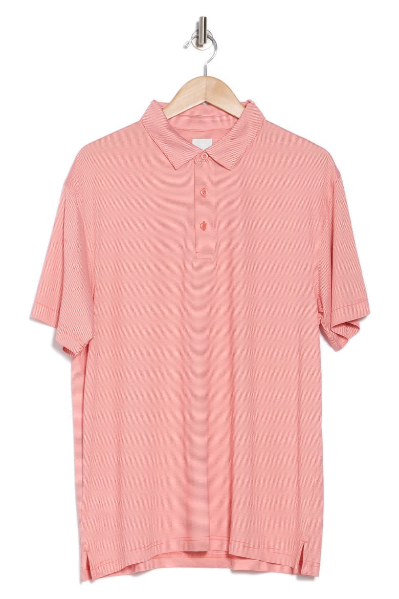 Fine Line Stripe Polo, Alternate, color, SPICED CORAL