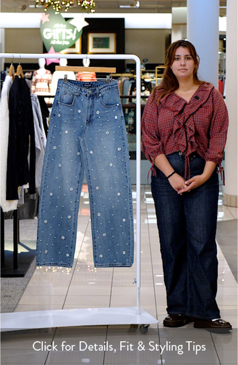 Fianna High Waist Faux Pearl Flare Leg Jeans, sales video thumbnail