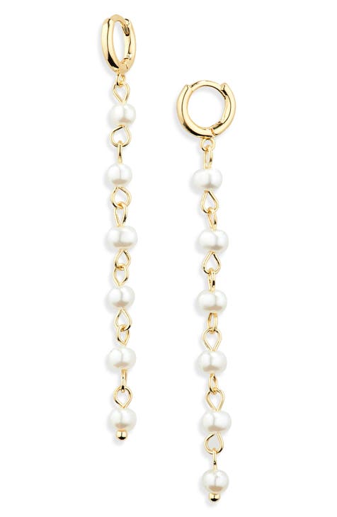 Demi Fine Faux Pearl Linear Drop Earrings