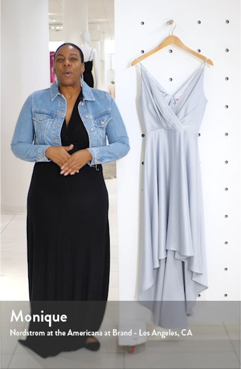 Ivy Surplice High/Low Satin Gown, sales video thumbnail