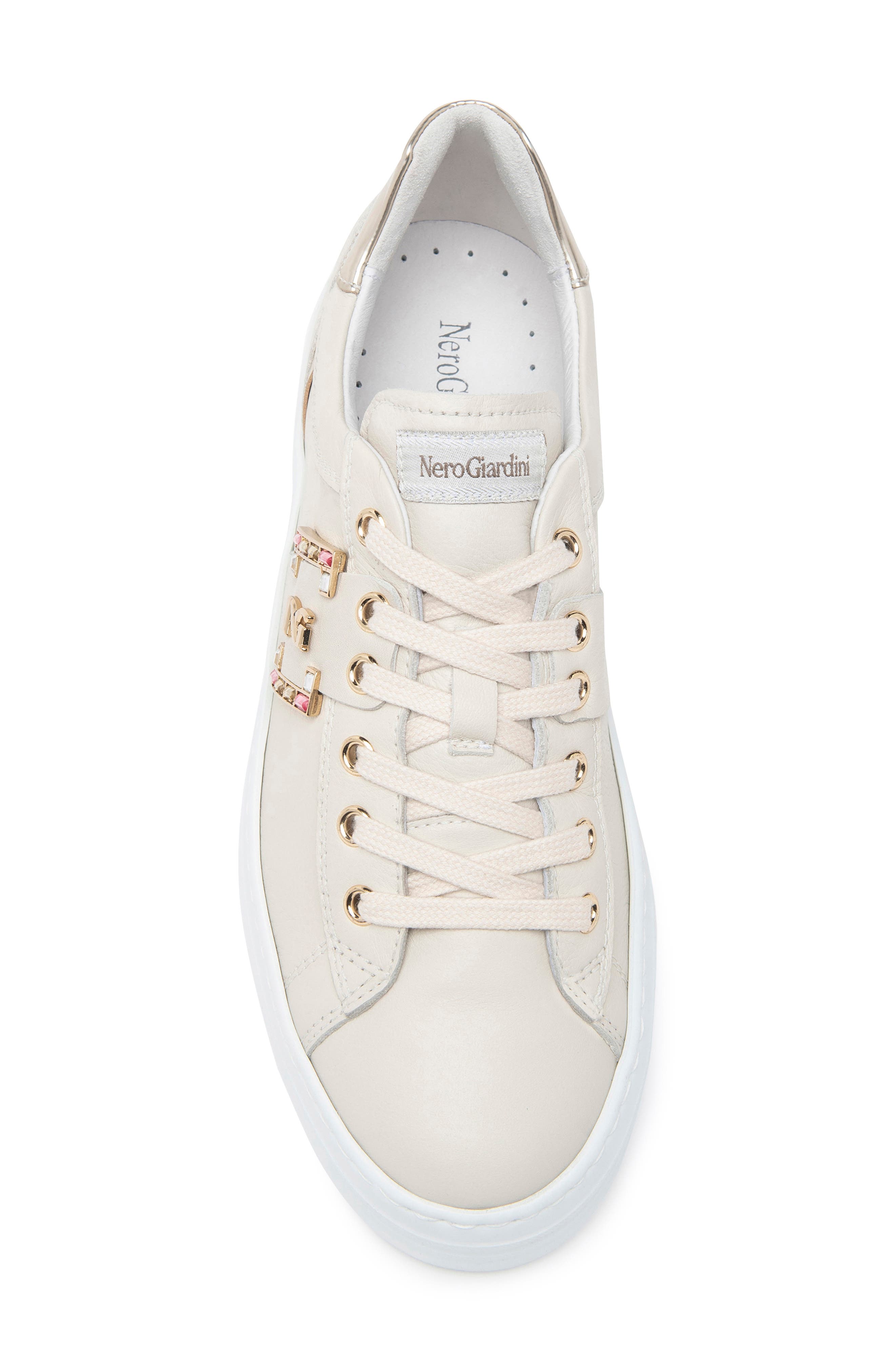 NeroGiardini Jewel Logo Platform Sneaker, Alternate, color, Beige/Khaki