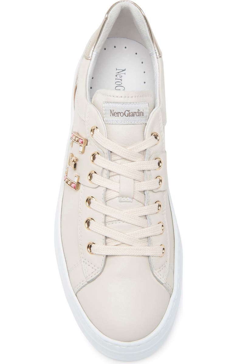 NeroGiardini Jewel Logo Platform Sneaker, Alternate, color, Beige/Khaki