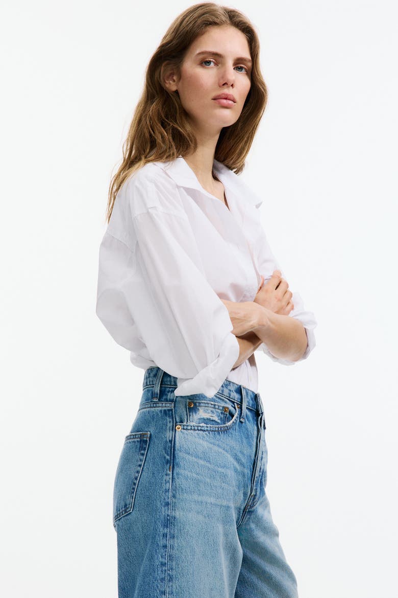 High-waist Barrel-leg Ankle Jeans, Alternate, color, Light denim blue