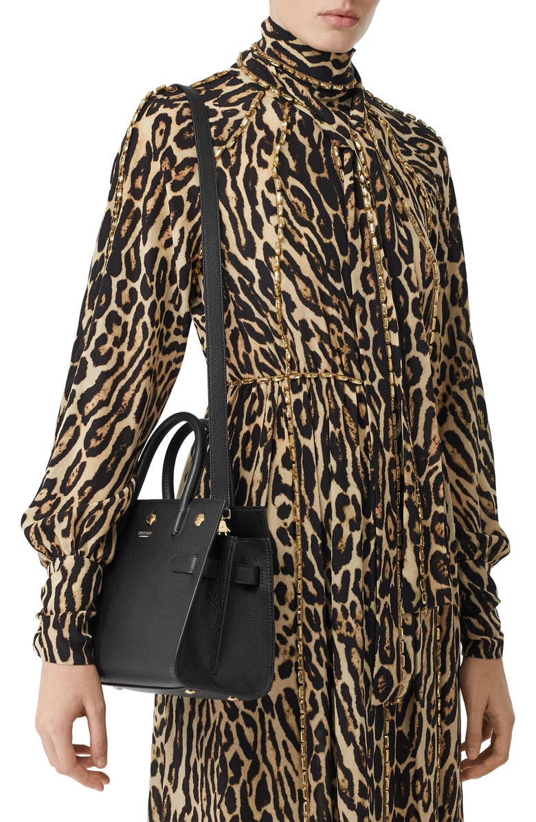 Burberry Mini Title Two-Handle Leather Bag, Alternate, color,